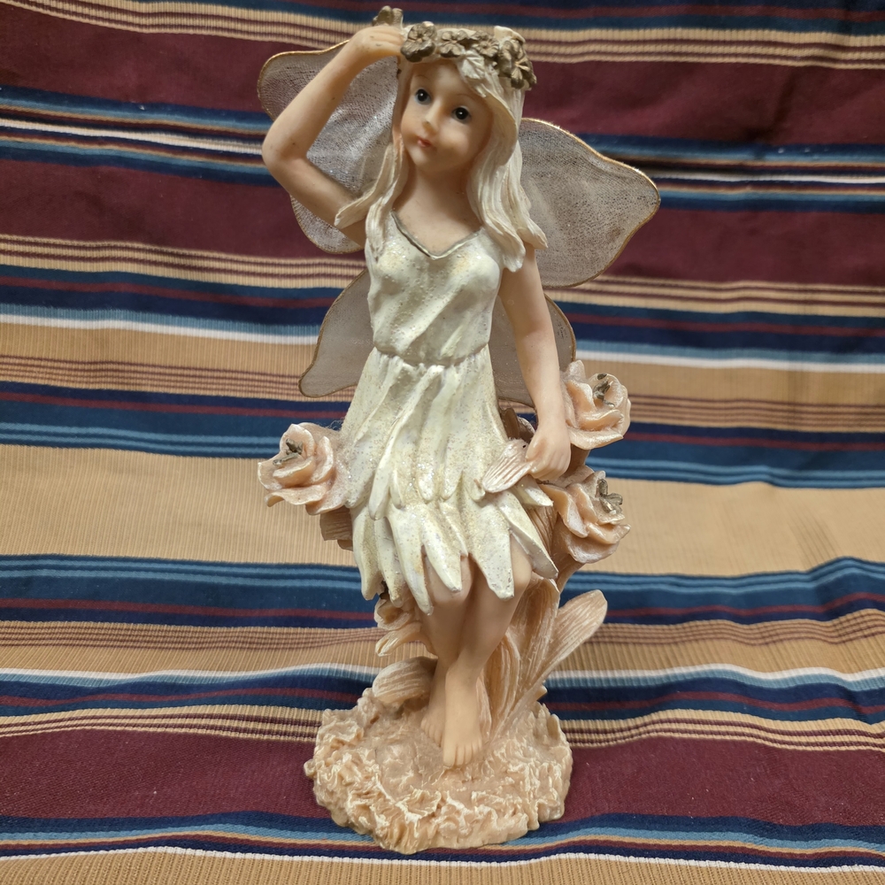 Elegant Fairy Figurine in Cream and Tan